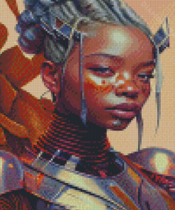 African Warrior Girl Diamond Paintings