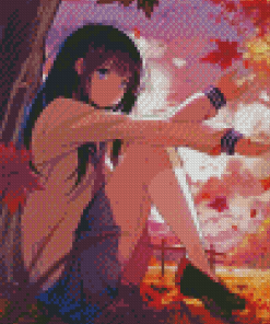 Anime Girl Under Tree Diamond Paintings