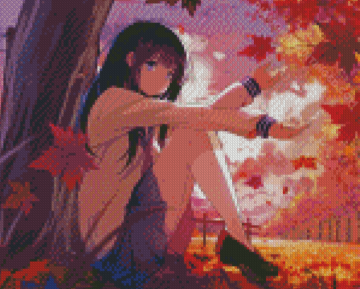 Anime Girl Under Tree Diamond Paintings