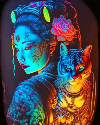 Asian Lady And Tiger Diamond Paintings