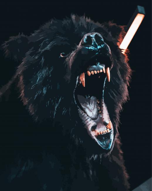 Black Angry Bear Diamond Paintings