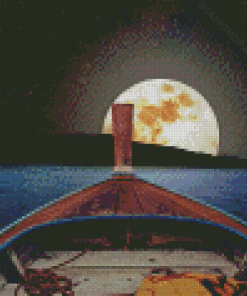 Boat With Moon Diamond Paintings