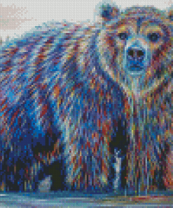 Colorful Bear In Water Art Diamond Paintings