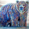 Colorful Bear In Water Art Diamond Paintings