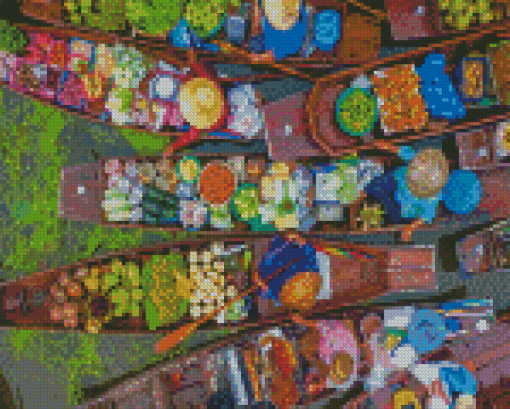 Floating Market Bangkok Thailand Diamond Paintings