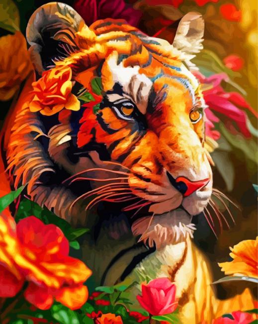 Floral Tiger Diamond Paintings