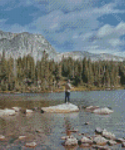 Man In Mountain Fishing Diamond Paintings