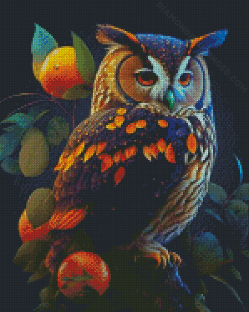 Owl And Oranges Diamond Paintings