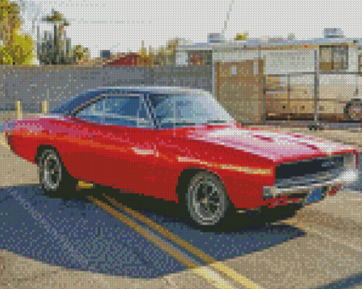 Red 1968 Dodge Charger Diamond Paintings