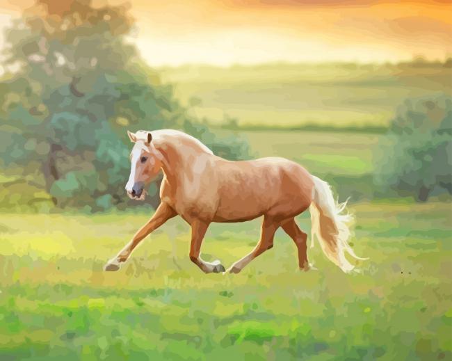 Running Palomino Horse Diamond Painting 
