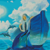 Woman In Boat With Dolphin Diamond Paintings