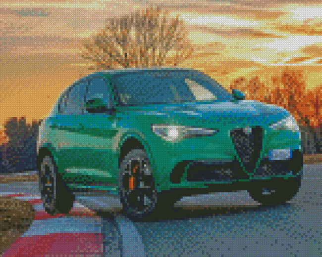 Alfa Romeo Stelvio Green Car Diamond Paintings