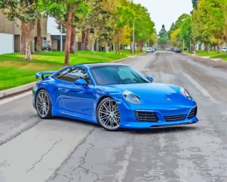 Blue Metallic Porsche Diamond Paintings