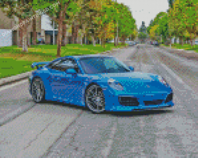 Blue Metallic Porsche Diamond Paintings