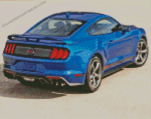 Blue Mustang Car Back Diamond Paintings