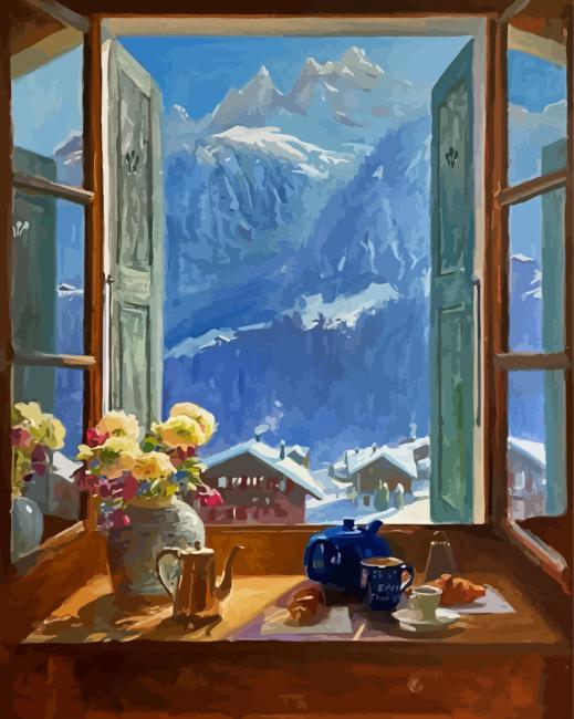 Breakfast In The Alps Art Diamond Paintings