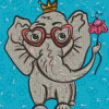 Cute Elephant In Glasses And Flower Diamond Paintings