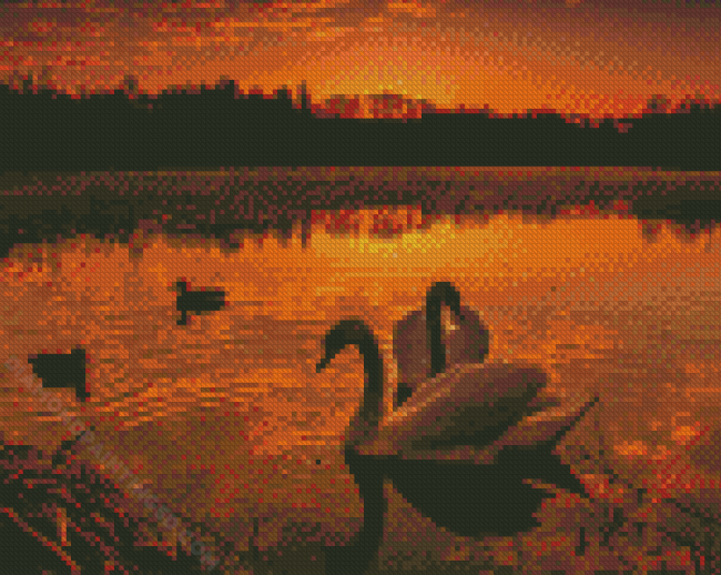 Ducks Sunset Diamond Paintings