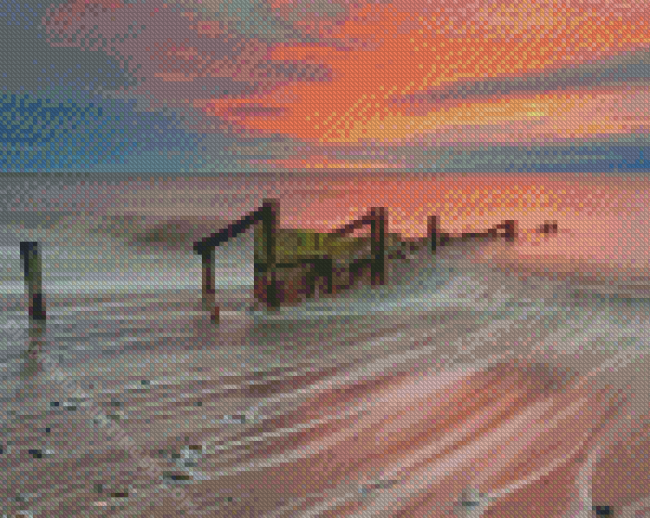 England Hornsea Beach At Sunset Diamond Paintings