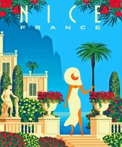 Girl In Nice France Poster Diamond Paintings