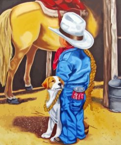 Horse And Little Cowboy Diamond Paintings