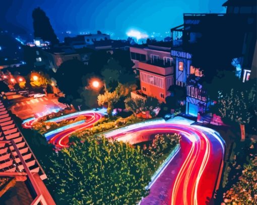 Lombard Street At Night Diamond Paintings