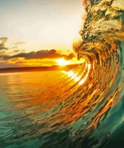 Ocean Wave Sunrise Scene Diamond Paintings