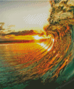 Ocean Wave Sunrise Scene Diamond Paintings