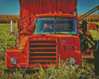 Old Red Mack Truck Diamond Paintings