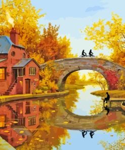 Old Country Bridge In Autumn Diamond Paintings