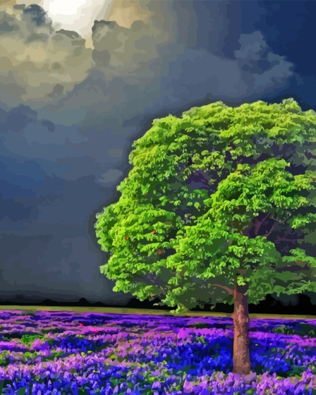 Purple Blossom Moon Landscape Diamond Paintings