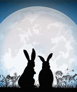 Rabbit And The Moon Diamond Paintings