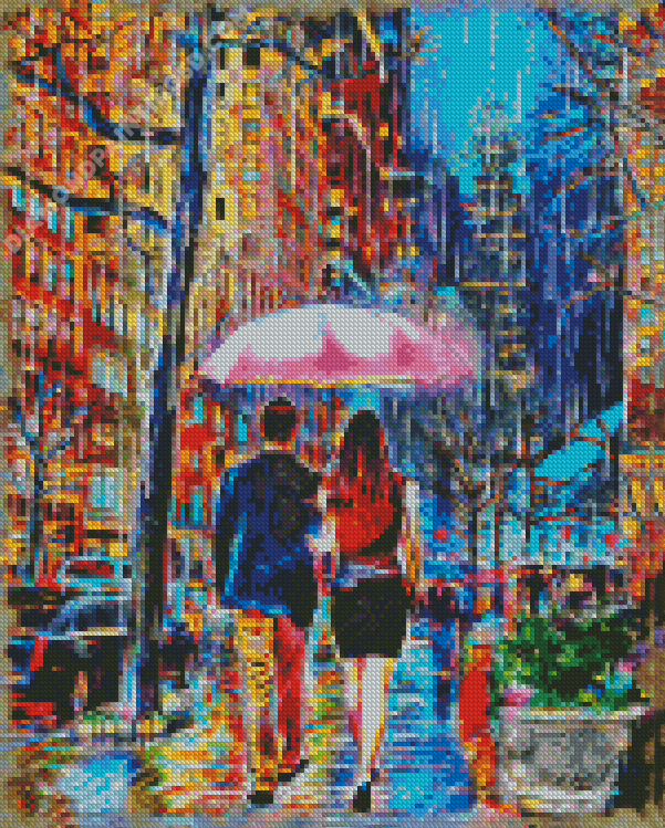 Romantic Walk In The Rain Diamond Paintings