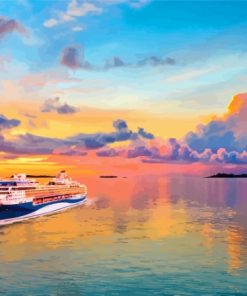 Royal Caribbean Ship Sunset Scene Diamond Paintings