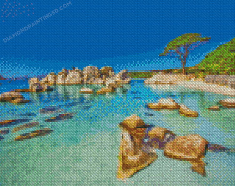 Sardinia Beach Rocks Diamond Painting 