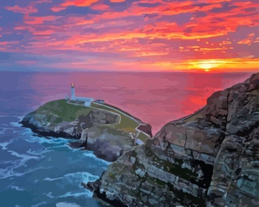 Sunset South Stack Island Diamond Paintings