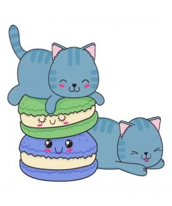 Cute Little Cats With Cookies Kawaii Characters Diamond Paintings