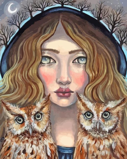 Girls Owls Diamond Paintings