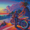 Neon Motorcycliste Diamond Paintings
