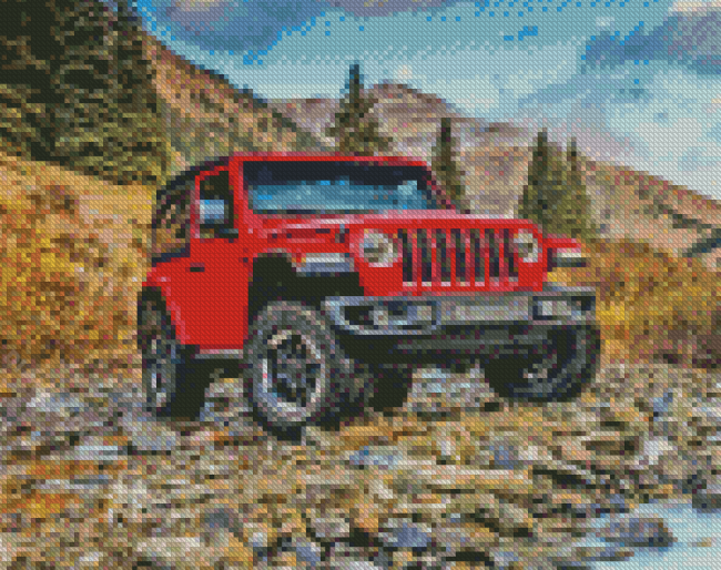 Red 2018 Jeep Wrangler Diamond Paintings