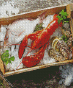Crayfish And Gray Fish Lobster diamond painting