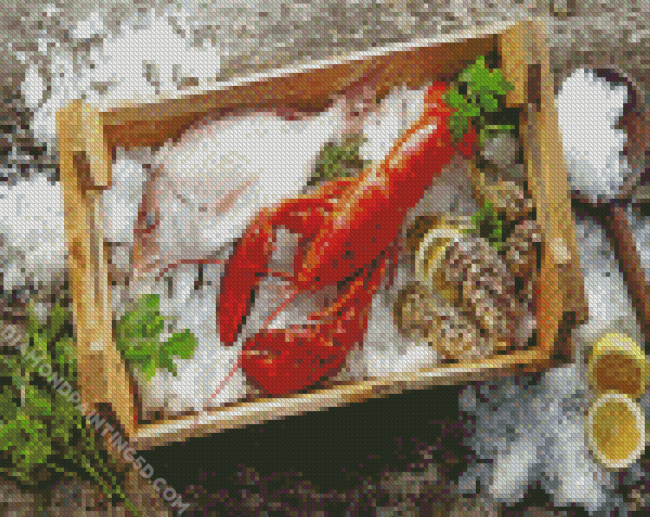 Crayfish And Gray Fish Lobster diamond painting