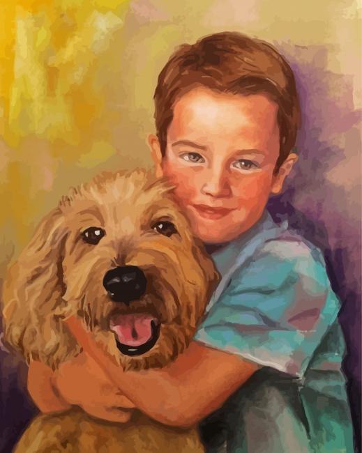 Boy With Dog Diamond Painting