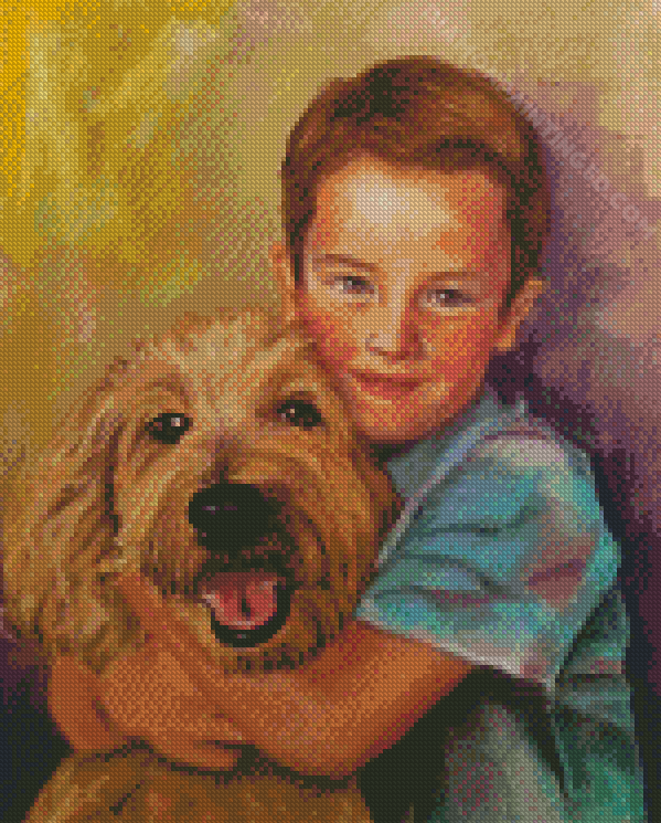 Boy With Dog Diamond Painting