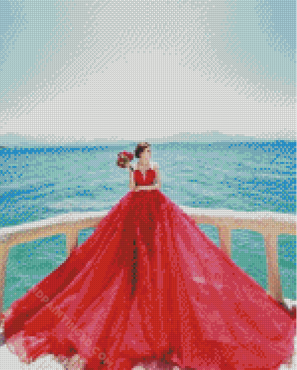 Bride In Red Dress Diamond Painting