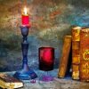 Candle Holder And Books Diamond Painting