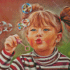 Cute Little Girl Blowing Bubbles Diamond Painting