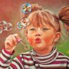 Cute Little Girl Blowing Bubbles Diamond Painting