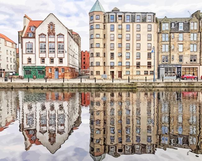 Leith Building Reflection Diamond Painting
