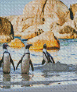 The Penguins On The Beach Diamond Painting